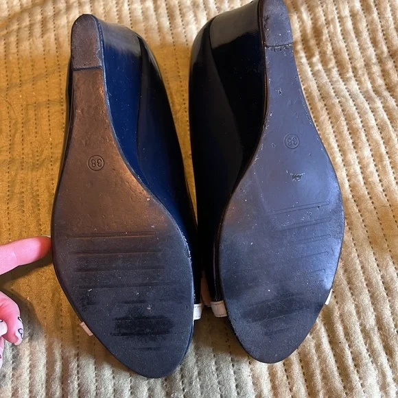 Lulu Hun Navy and white Sailor peep toe wedge size UK 38 - 7.5 USA - Picture 5 of 5